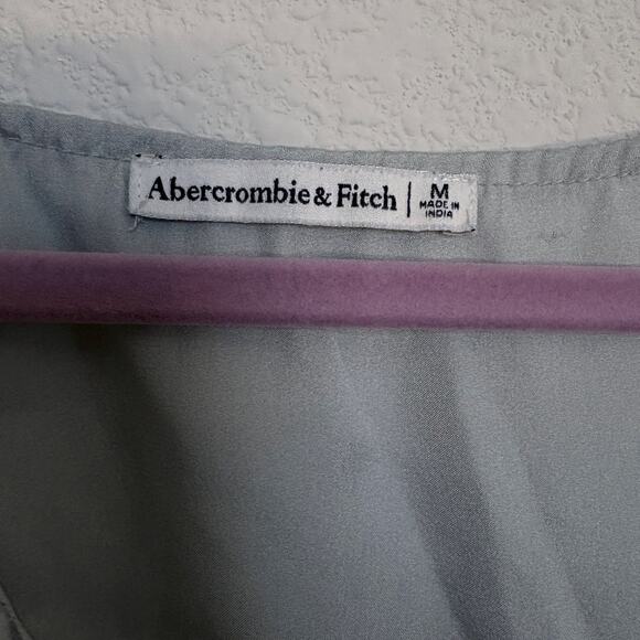 Abercrombie & Fitch Satin Blouse Tie Front Top Long Sleeve Peplum M Date Night - Picture 7 of 9